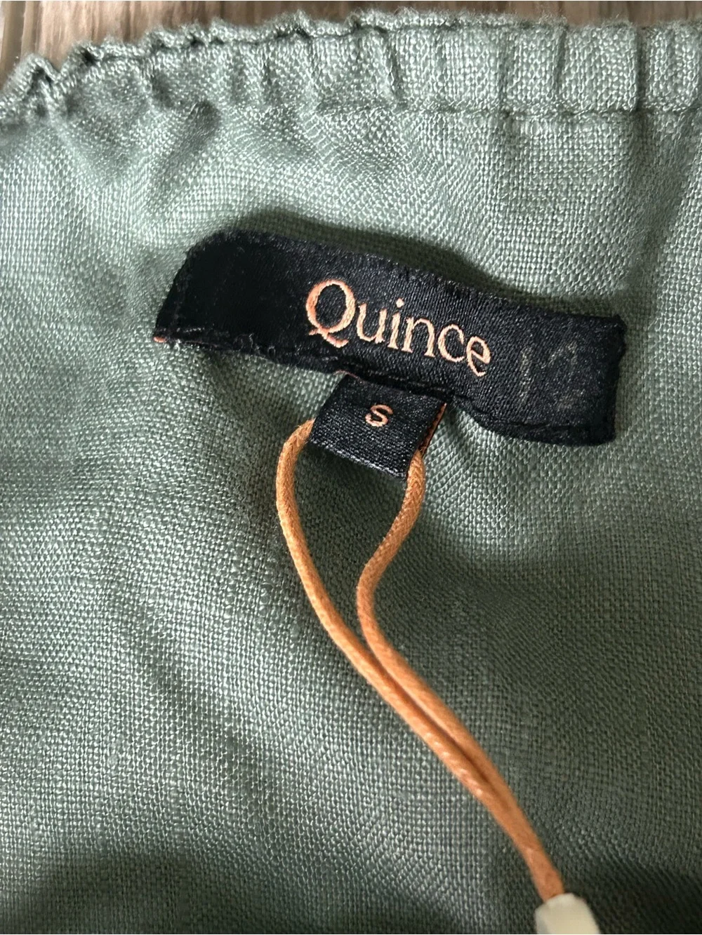 Quince 100% European Linen Spaghetti Strap Mini Dress Sage Green Size Small